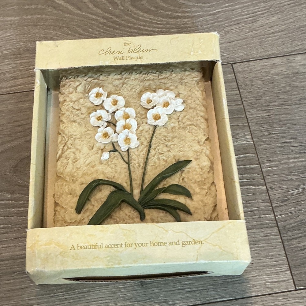 Vtg NEW Cheri Blum Wall Plaque Narcissus Orchid French Country Farmhouse Garden